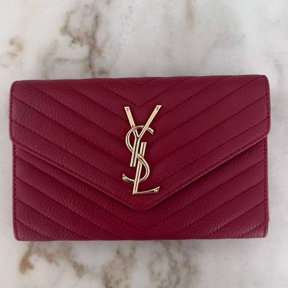 Red Quilted Clutch w/ Gold Chain